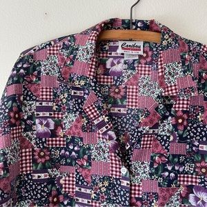 80’s long sleeve patchwork and floral‎ vintage size M